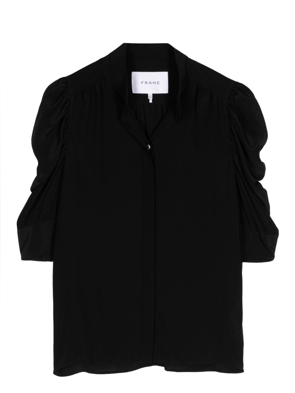 Frame Denim Gillian Silk Black Puff Sleeve Blouse - Picture 4 of 12